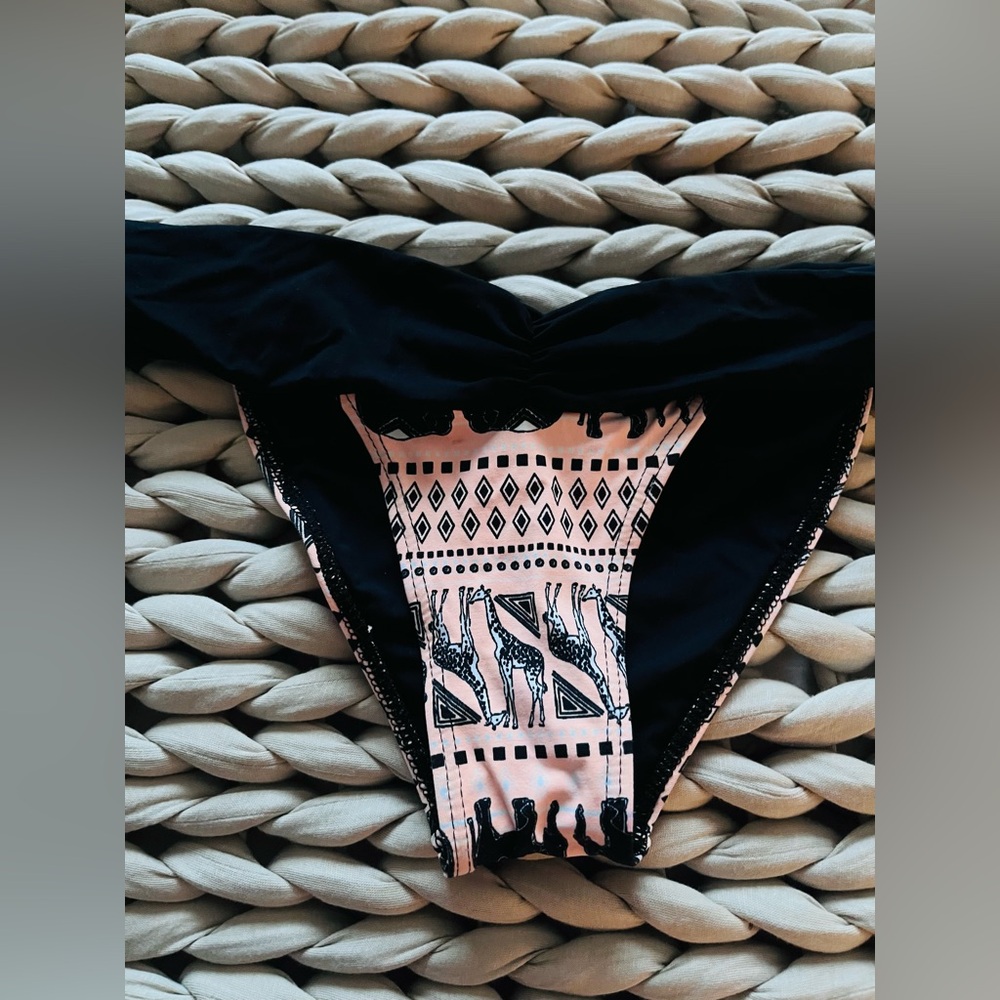 Guria Brazillian Boho Swimwear Pink and Black Elephant Print Bikini Set - Picture 6 of 12